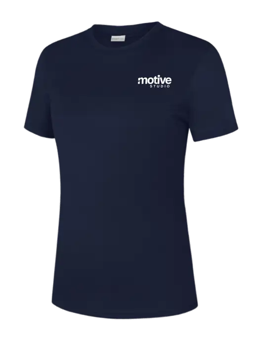 Womens Navy PosiCharge Competitor Tee w/Motive Studio Logo