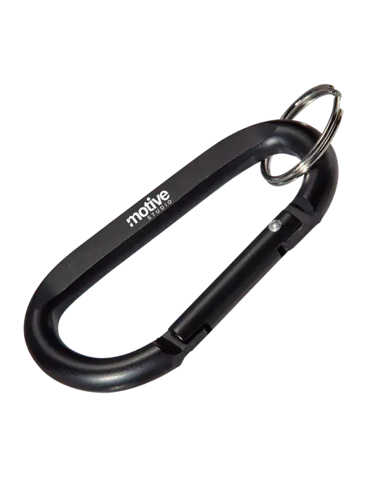 Black Carabiner & Key Ring w/Motive Studio Logo