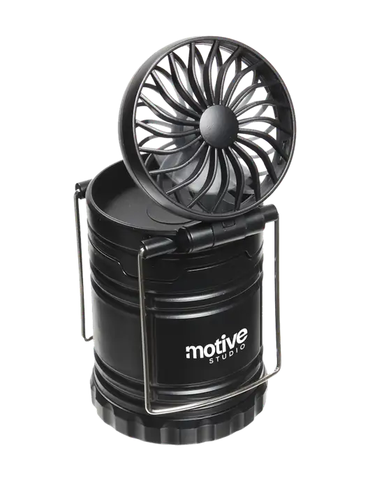Black Retro Lantern with Fan w/Motive Studio Logo