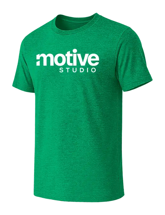 BELLA+CANVAS Heather Kelly Green CVC Short Sleeve Tee w/Motive Studio Logo