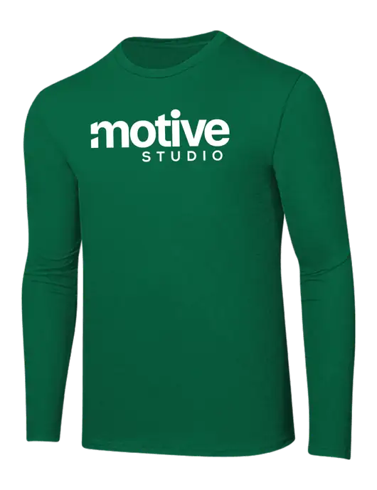 Ring Spun Kelly Green 4.5 oz Long Sleeve T-Shirt w/Motive Studio Logo