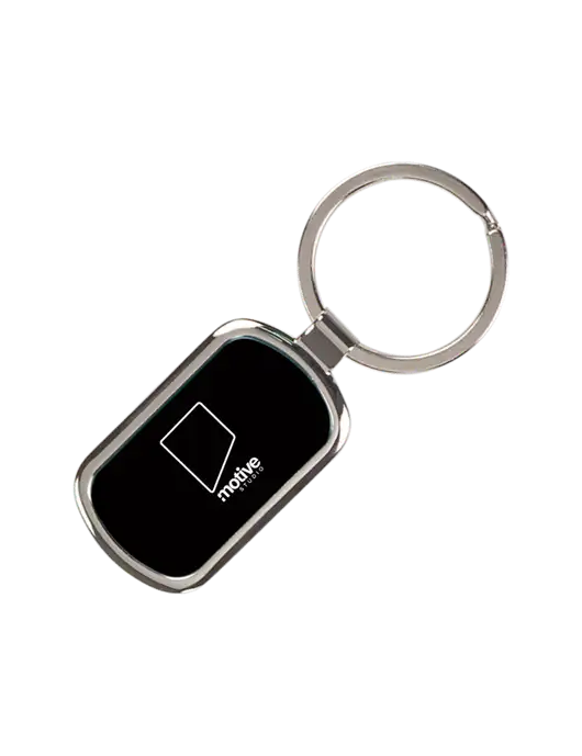 Black Laserable Rectangle Keychain w/Motive Studio Logo