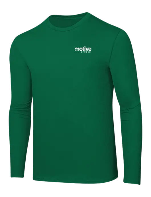 Ring Spun Kelly Green 4.5 oz Long Sleeve T-Shirt w/Motive Studio Logo