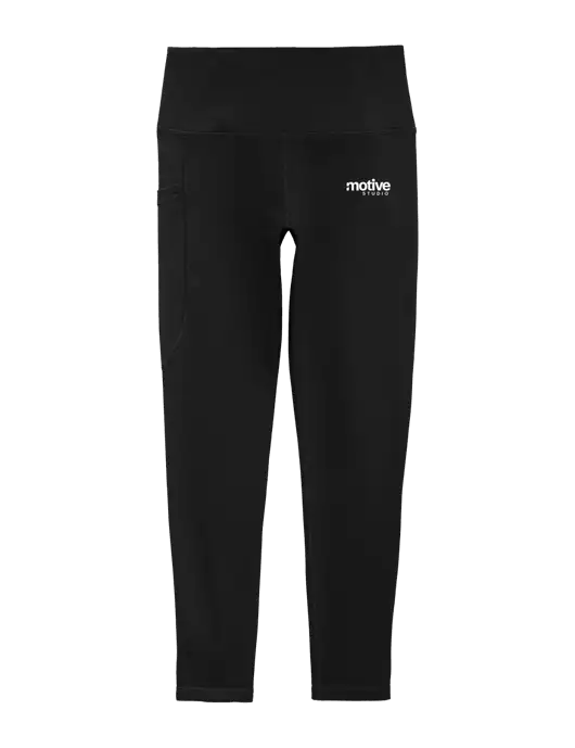 Womens Black High Rise 7/8 Legging w/Motive Studio Logo