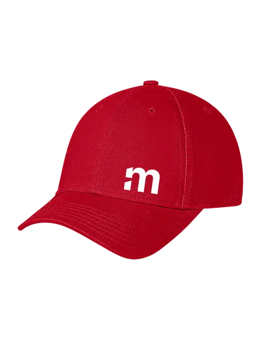 Red Structured Soft Snap Closure Hook & Loop Cap w/m Icon Logo