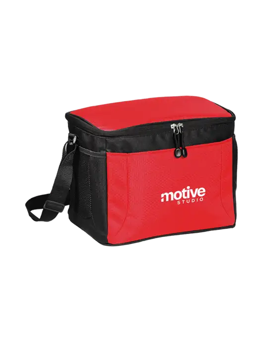 12 Can Red/Black Cube Cooler  w/Motive Studio Logo