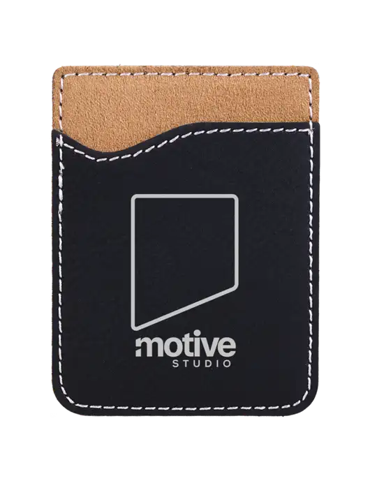 Black Laserable Leatherette Phone Wallet w/Motive Studio Logo