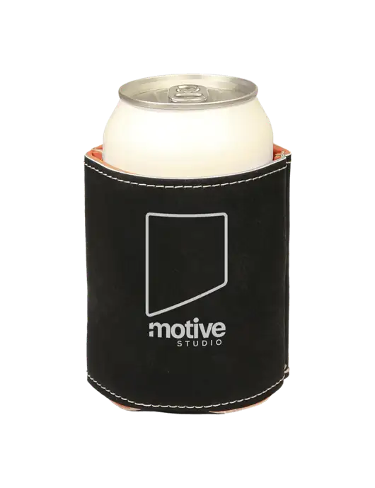 Black Leatherette Beverage Holder w/Motive Studio Logo