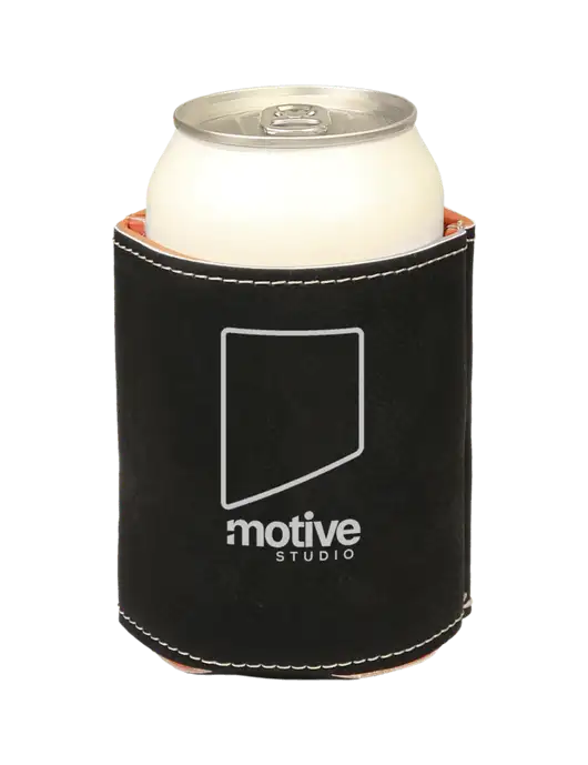 Black Leatherette Beverage Holder w/Motive Studio Logo