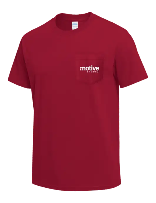 Red Heavyweight 6.1 oz Pocket T-Shirt w/Motive Studio Logo