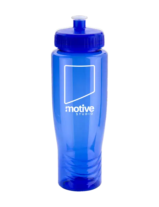 Roam Blue 28 oz Eco-Polyclear Bottle with Push Pull Lid w/Motive Studio Logo