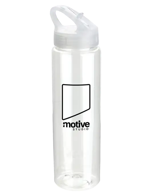 Buddy Clear 32 oz PET Bottle with Flip Lid w/Motive Studio Logo