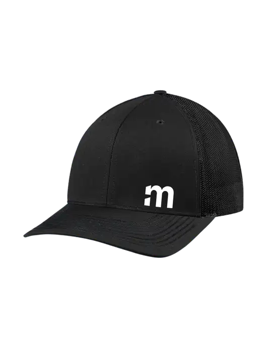 Richardson Adjustable Snapback Original 112 Trucker Cap Black w/Black Mesh w/m Icon Logo