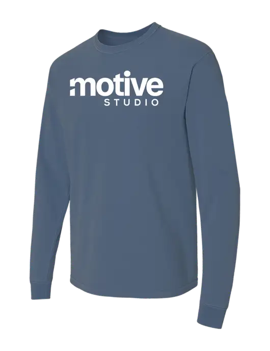 Comfort Colors Garment-Dyed Blue Slate Heavyweight Long Sleeve T-Shirt w/Motive Studio Logo