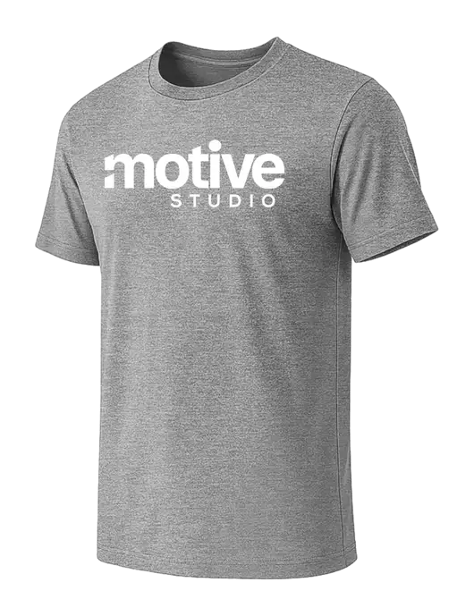 BELLA+CANVAS Heather Grey CVC Short Sleeve Tee w/Motive Studio Logo
