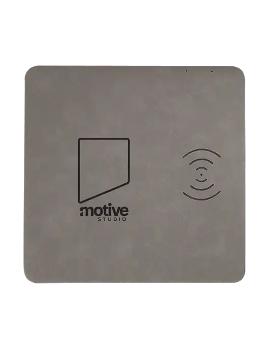 Grey Laserable Leatherette Phone Charging Mat w/Motive Studio Logo