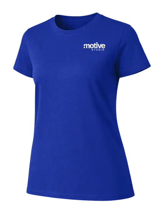 Womens Ring Spun Royal 4.5 oz T-Shirt w/Motive Studio Logo