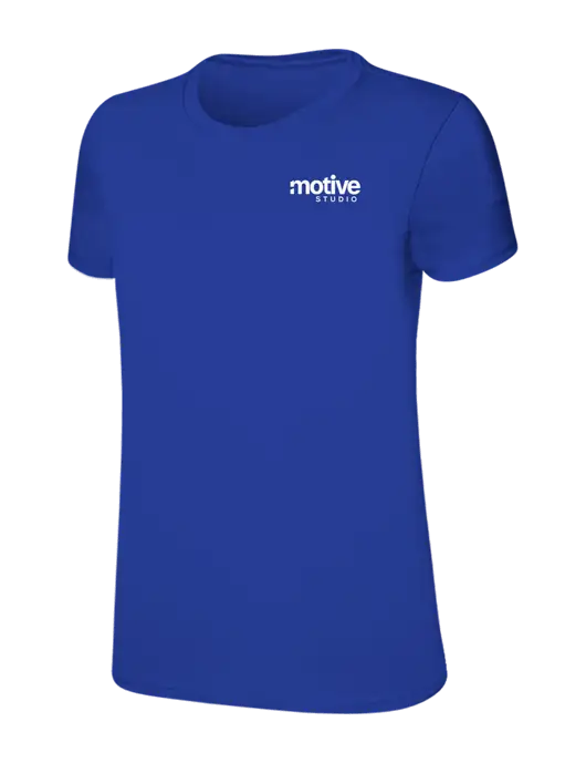 Womens Ring Spun Royal 4.5 oz T-Shirt w/Motive Studio Logo