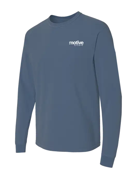 Comfort Colors Garment-Dyed Blue Slate Heavyweight Long Sleeve T-Shirt w/Motive Studio Logo