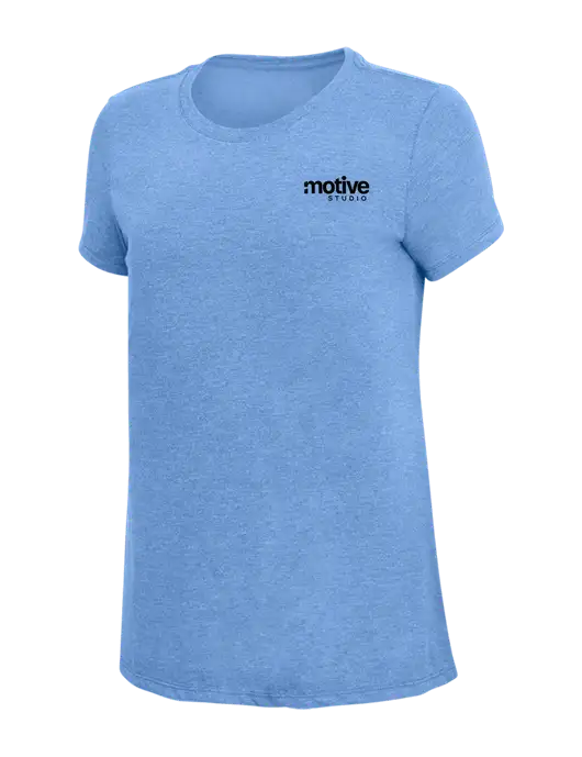 Womens Simply Soft Maritime Frost 4.5oz Poly/Combed Ring Spun Cotton T-Shirt
 w/Motive Studio Logo
