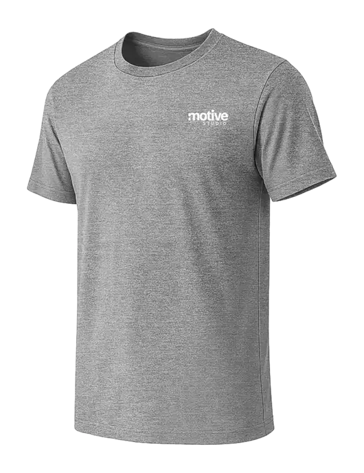 BELLA+CANVAS Heather Grey CVC Short Sleeve Tee w/Motive Studio Logo