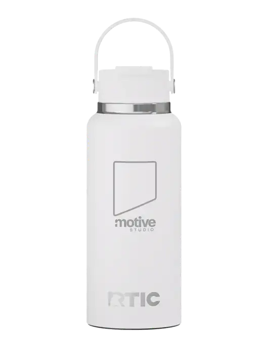 RTIC Outback 32 oz White Bottle w/Motive Studio Logo