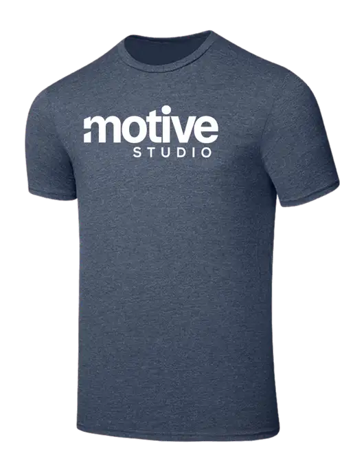 Seriously Soft Heathered Navy T-Shirt w/Motive Studio Logo