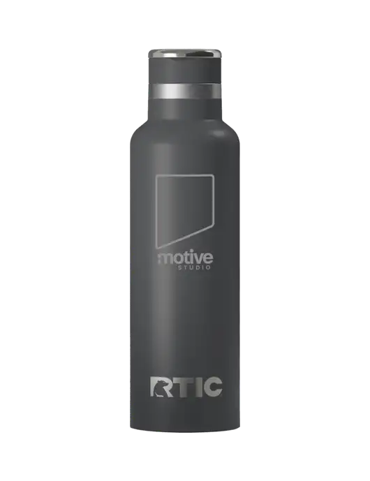 RTIC Journey 20 oz Charcoal Bottle w/Motive Studio Logo