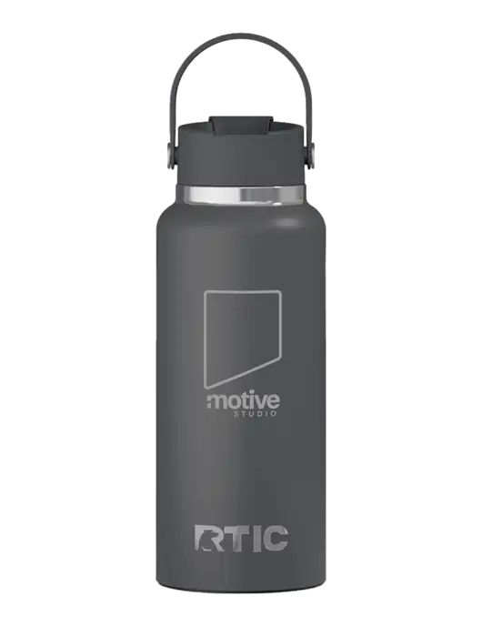 RTIC Outback 32 oz Charcoal Bottle w/Motive Studio Logo
