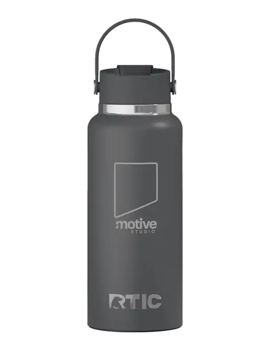 RTIC Outback 32 oz Charcoal Bottle w/Motive Studio Logo
