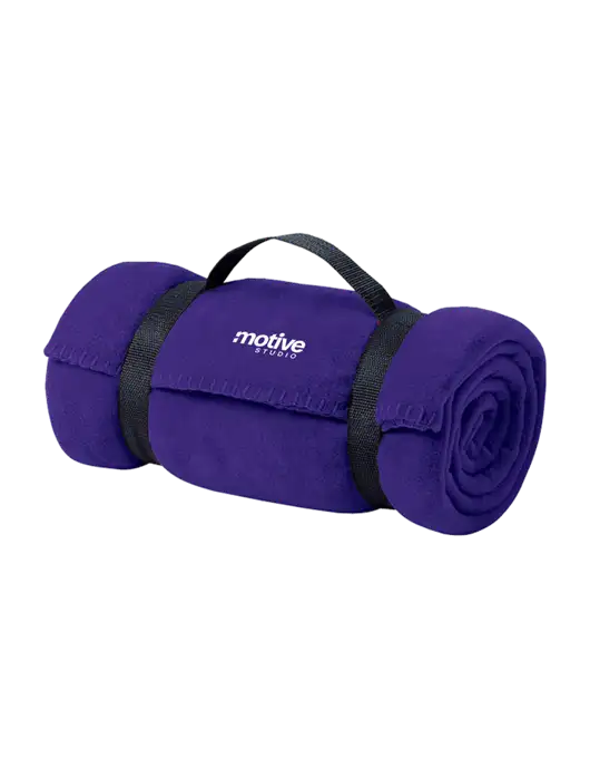 Casual Purple Fleece Blanket With Strap w/Motive Studio Logo