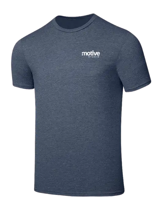 Seriously Soft Heathered Navy T-Shirt w/Motive Studio Logo