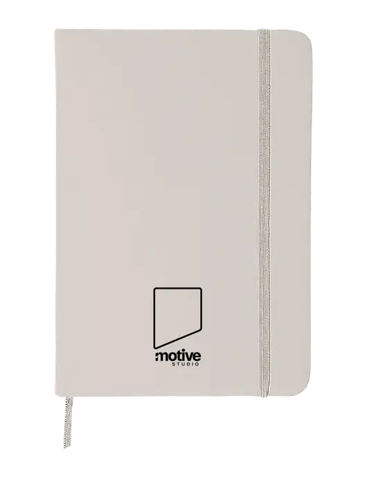 White Comfort Touch Bound Journal 5" X 7" w/Motive Studio Logo