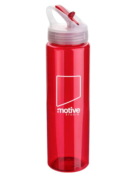 Buddy Red 32 oz PET Bottle with Flip Lid w/Motive Studio Logo