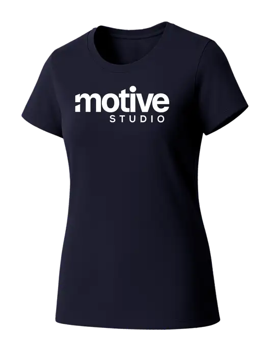 Womens Seriously Soft New Navy T-Shirt w/Motive Studio Logo