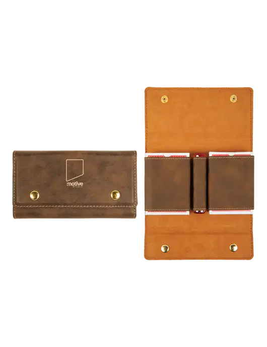 Rustic Leatherette Card & Dice Set w/Motive Studio Logo