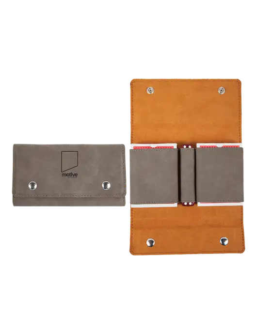 Grey Leatherette Card & Dice Set w/Motive Studio Logo