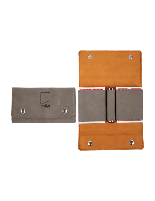 Grey Leatherette Card & Dice Set w/Motive Studio Logo