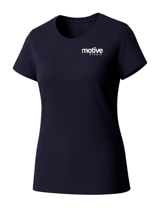 Womens Seriously Soft New Navy T-Shirt w/Motive Studio Logo
