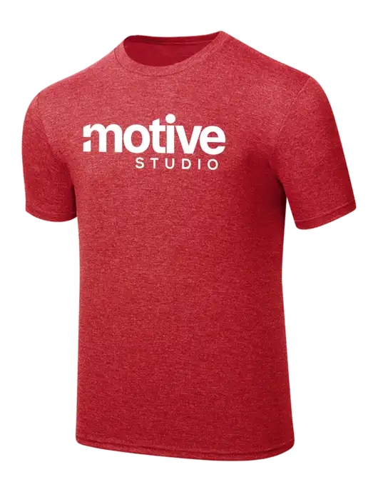 Simply Soft Red Frost 4.5oz  Poly/Combed Ring Spun Cotton T-Shirt w/Motive Studio Logo