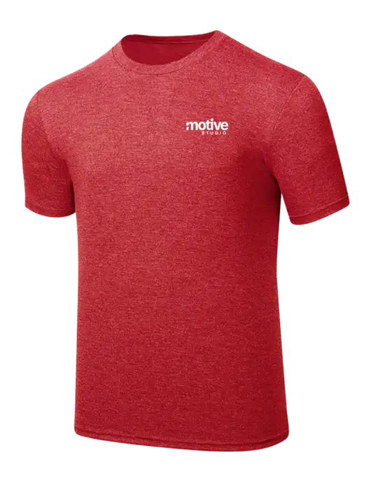Simply Soft Red Frost 4.5oz  Poly/Combed Ring Spun Cotton T-Shirt w/Motive Studio Logo