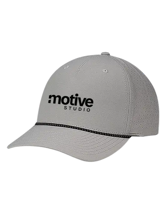 Richardson Laser Perf Performance Light Grey/Black-Grey Rope Cap w/Motive Studio Logo