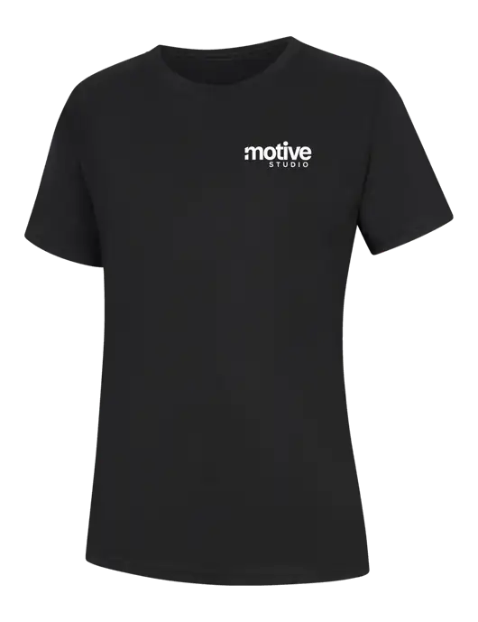 Womens Black Core Blend Tee w/Motive Studio Logo