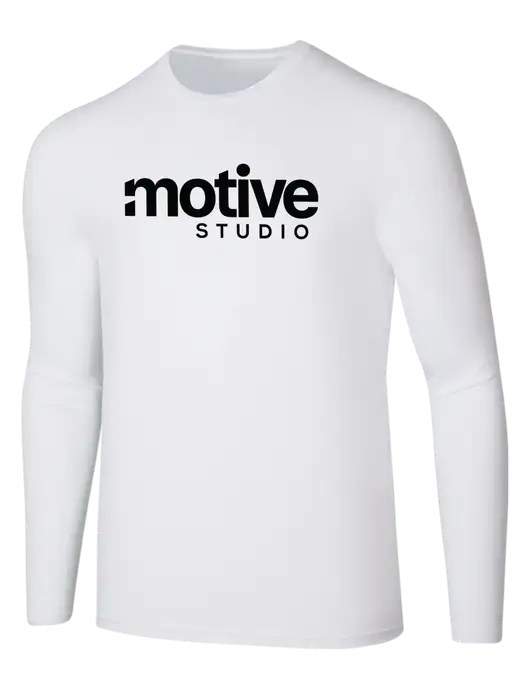 Seriously Soft White Long Sleeve T-Shirt w/Motive Studio Logo