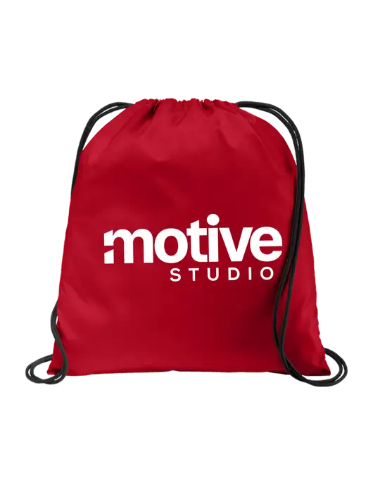 Drawstring True Red Cinch Pack w/Motive Studio Logo