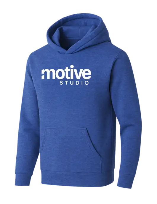 BELLA+CANVAS Heather Royal Sponge Fleece Pullover Hoodie w/Motive Studio Logo