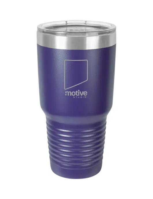 Polar Camel 30 oz Powder Coated Purple Vacuum Insulated Tumbler w/Motive Studio Logo