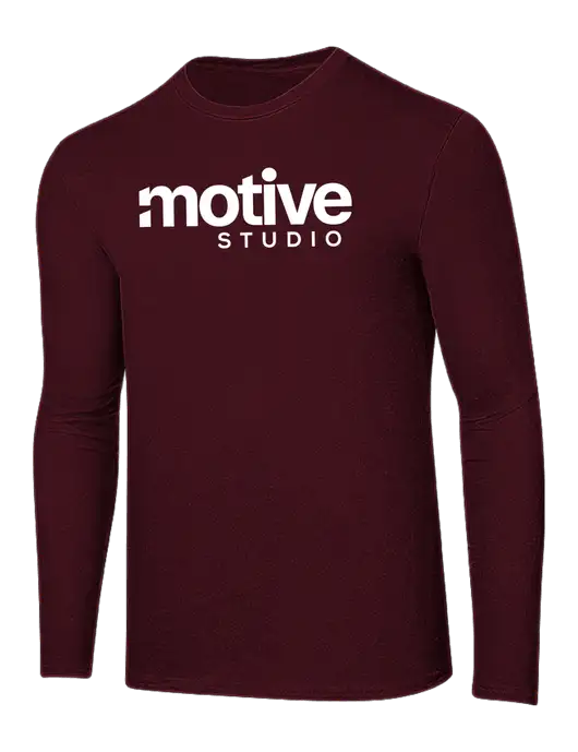 Ring Spun Maroon 4.5 oz Long Sleeve T-Shirt w/Motive Studio Logo