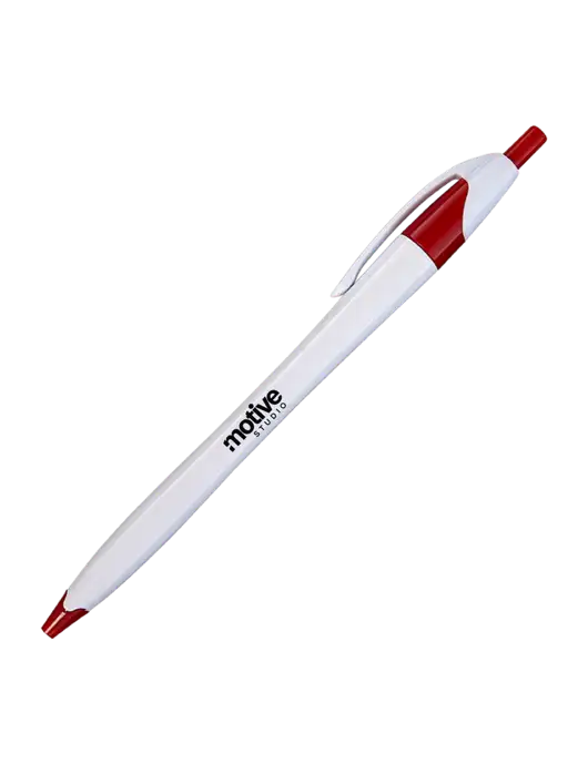 Novella White/Red Classic Pen - Blue Ink w/Motive Studio Logo