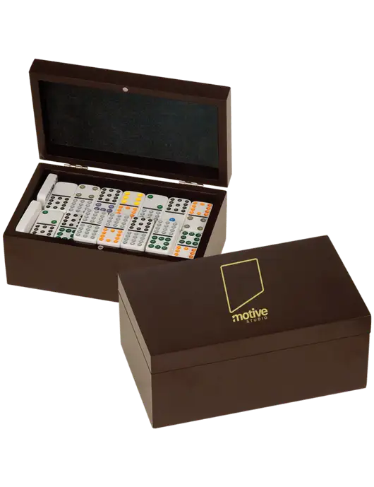 Rosewood Double Twelves 91 Piece Dominos Set w/Motive Studio Logo
